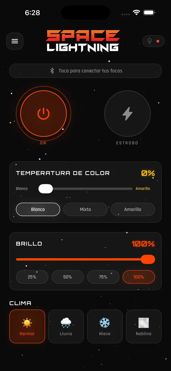 Pantalla de control principal